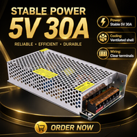 Alimentation à découpage AC/DC 5V 30A à sortie unique, boîtier métallique perforé pour équipement industriel