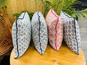 Hand Block Print <b>Pillow</b> Cover Floral Cotton Boho Cushion Design Cotton Fabric <b>Throw</b> <b>Pillow</b> Covers for Wholesale Price - Product Image 3