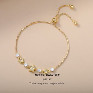 Star Charm <b>Bracelet</b> <b>Copper</b> Alloy Adjustable Chain Women's Jewelry Gift Fashion Accessory - Product Image 1
