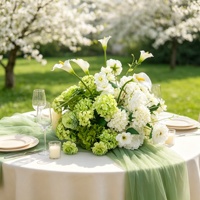 Offre Spéciale – Grande Composition Florale de 40 cm pour Mariage, Centre de Table en Soie Artificielle, Boule de Fleurs Vertes et Blanches