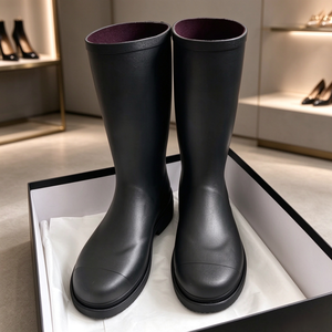 Fashion <b>Women</b> Tall Rain <b>Boots</b>, <b>Waterproof</b> Rubber Knee-high Wellies, Non-slip Thick Platform Sole Casual Outdoor Rain Footwear - Product Image 1