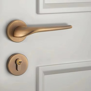 Juego de Manijas Magnéticas Silenciosas para <span class=keywords><strong>Puerta</strong></span>, de Aleación de Zinc Amarillenta, Modernas, para Interiores, para Dormitorio, Sala de Estar, Uso Doméstico - Product Image 1