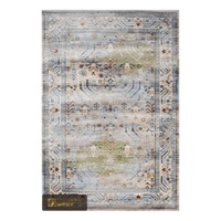 Tapis de salon LandScopeTech turc vintage Wilton tissé, style aspect artisanal, traditionnel, bleu clair-vert, haute densité, résistant à l'usure, prêt à expédier