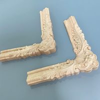 4 pièces d'appliques décoratives d'angle sculptées en bois massif, modernes, durables et écologiques, 4,7x4,7 pouces, pour meubles, portes et armoires