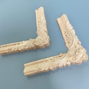 4 piezas decorativas de madera tallada esquina Onlay apliques 4,7 * 4.7in para muebles puerta gabinete (4Corner4.7 * 4.7in) - Product Image 3