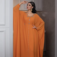 Robe Abaya élégante pour femmes, ornée de strass et en tissu polyester, pour l'automne