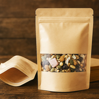 Sachet Doypack en Papier Kraft avec Fenêtre, Fermeture Zip Refermable, pour Emballage Alimentaire (Noix, Café, Thé, Snacks), Logo Personnalisé