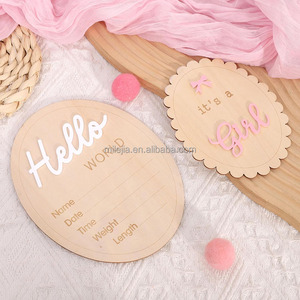 C'est un garçon, c'est une fille - Panneau en bois « Hello World » pour révélation du sexe, annonce de <span class=keywords><strong>naissance</strong></span>, accessoire photo, plaque nominative en bois - Product Image 1