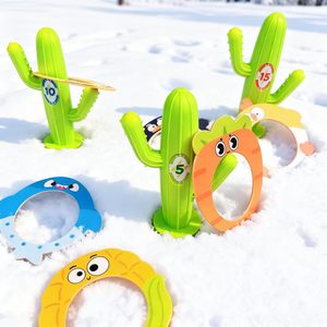 <span class=keywords><strong>Jeu</strong></span> de lancer d'anneaux 9 pièces (inclut 3 cactus et 6 anneaux de dessin animé) – Jouets de plage et de sable d'extérieur avec piquets de notation - Product Image 6