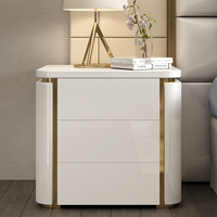 Table de chevet intelligente en bois haut de gamme, luxe léger, 3 tiroirs, couleur personnalisable, installation gratuite, moderne, blanche, chambre à coucher, salon