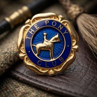 Maßgefertigtes Abzeichen mit Wellenrand und Antik-Emaille für Blaue Emaille 3D-Geprägte Pferderider-Muster Club-Souvenir Vergoldetes Metall-Emblem