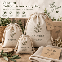 Sac à cordon en lin et coton naturel, logo personnalisé, emballage cadeau écologique, pochette