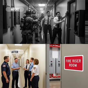 Panneau de signalisation pour salle d'évacuation en cas d'<span class=keywords><strong>incendie</strong></span> - Panneau de sécurité en aluminium 7"x10", conforme aux normes NFPA/ISO, rouge réfléchissant pour une haute visibilité (Expédition rapide) - Product Image 6