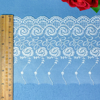 LEIXUSI 13cm Bordure en dentelle de tulle brodée de roses blanches, dentelle en maille de polyester pour ourlet de robe, jupe, accessoires de couture DIY