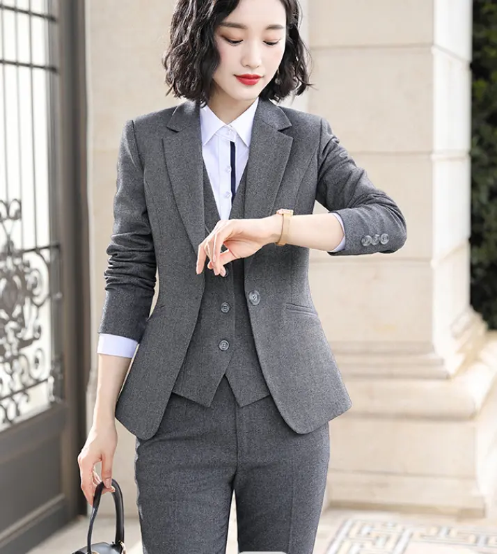 OEM Wholesale Dropship 3 Piece Suit Set Pant Suit Women Office Lady Work Wear Women Formal Suits Blazer Jacket Vest trousers