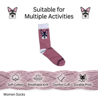 Chaussettes Jacquard Confortables pour Femmes, Motif Chien, en Coton Peigné Tricoté, Couleurs Personnalisées de Haute Qualité, Idéales pour le Quotidien Printanier