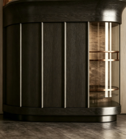 Meuble de bar de cuisine moderne avec cadre en cuivre, panneau en bois, quincaillerie à fermeture douce, taille et couleur personnalisables, garantie 5 ans