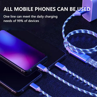 Meilleurs produits de vente 2025 adaptateur de charge de téléphone portable 3 en 1 Led lumineux Type C câble de données voiture Streamer câble de charge Usb