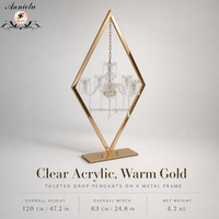 ANNIELU Décoration de table de mariage en cristal acrylique suspendue avec support en métal doré et diamants, miroir géométrique de luxe, vente en gros
