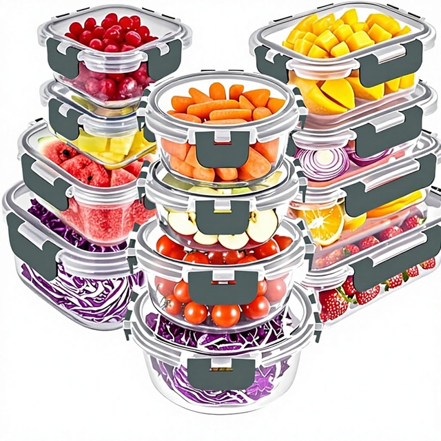 12-Piece Kids Glass Food Storage Containers Set Airtight Meal & Lunch Prep Containers Lids Microwave Freezer Dishwasher Safe