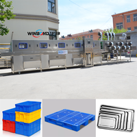 Commerciële tunnelkrattenreinigingsmachine, centrale keuken grondstoffenmandwasser voor cloud kitchen productielijn