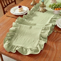 Chemin de table élégant en tissu de mousseline de coton écologique fait main vert sauge pour mariage, événement, banquet, décoration de la maison