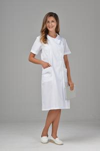 Elegante Camice Bianco da Medico con Design del Colletto Speciale, Alta Qualità Personalizzabile in Cotone Popeline, Maniche Corte e Lunghe per Donne - Product Image 2