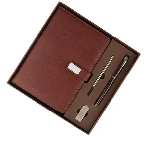 Oem Custom Logo Notitieboek Pen Usb Disk Relatiegeschenk Set Luxe Relatiegeschenk