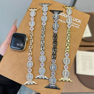 2025 paillettes luxe femmes or Bling oeil de chat Zircon cubique diamant <span class=keywords><strong>bracelet</strong></span> <span class=keywords><strong>Bracelet</strong></span> pour <span class=keywords><strong>Apple</strong></span> <span class=keywords><strong>Watch</strong></span> 10 9 8 7 <span class=keywords><strong>6</strong></span> bandes - Product Image 3