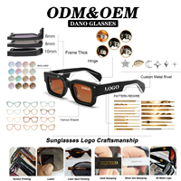 Lunettes de soleil personnalisées 2026 avec logo, vente en gros, lunettes de luxe, lunettes de soleil de créateur, UV400, rectangulaires, faites à la main, polarisées, en acétate