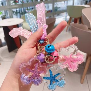 Cute Gifts Acrylic Cartoon Star Shape Ocean Cartoon Charm Moving Acrylic Quicksand Liquid Floater Keychain <b>Accessories</b> Wholesale - Product Image 2
