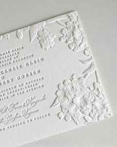 Invitaciones de Boda Ecológicas de Papel de Algodón, Tarjeta Vintage Hecha a Mano con Borde Desgarrado y Lámina Dorada, Invitación Personalizada para Boda - Product Image 4