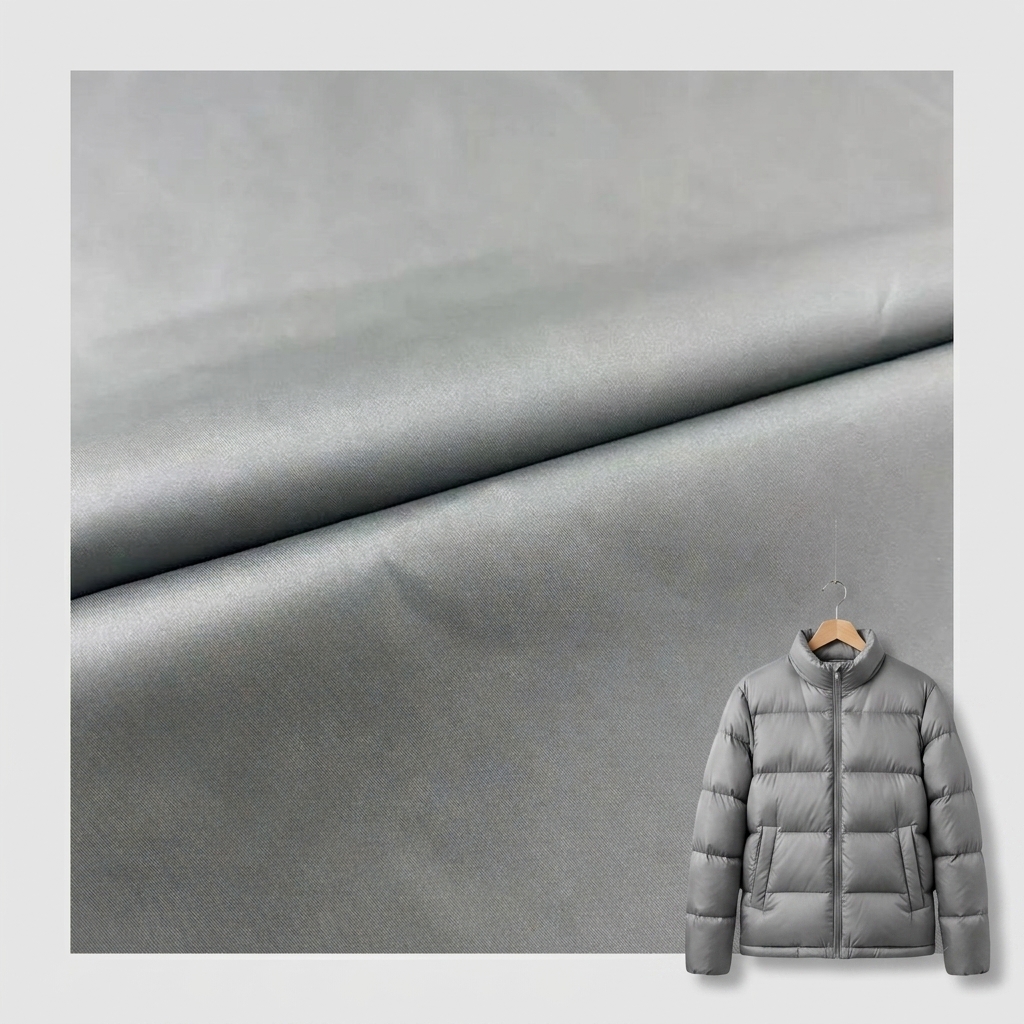 Recyclable GRS Certificate Textile Fabrics 100 %Recycled DTY 360T Polyester Pongee Twill Fabric for Clothes