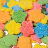 Nouveau bonbon sucré aigre-doux enrobé de sucre en forme de fleur saveur de fruit