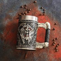 Tasses à bière de la mort en acier inoxydable MBA02 Angel Demon Scythe Handle Drink Cup As Halloween Horrible Tankard