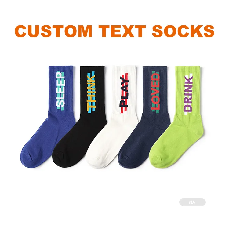  FY  OEM mens meias socken Embroidered calcetines custom made design logo cotton sports socks sox crew sport socks stock