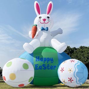 Ballon gonflable personnalisé imprimé pour la fête de Thanksgiving et de Pâques, motif lapin et œuf de dessin animé - Product Image 1