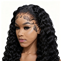 Perruque Cheveux Humains Vierge Brésiliens Remy Ondulés Profonds, Densité 150%-250%, Lace Front Marron 4x4 5x5 13x4 13x6, Cheveux de Bébé Longs