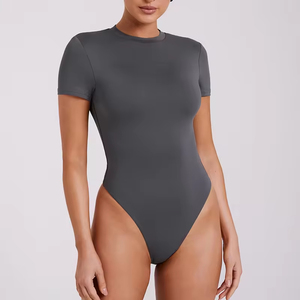 Custom High Elasticity Skin-Friendly Gym Short Sleeves Bodysuits Fitness One Pieces Women's Yoga Jumpsuit - Product Image 1