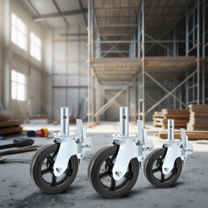 Rueda giratoria de goma de alta resistencia D0100HADACA de 8x2 pulgadas con freno de doble bloqueo para andamios y uso industrial - Product Image 2