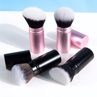 Pinceau portable multifonctionnel anti-poussière avec couvercle de protection, en fibres synthétiques, manche métallique, pour fond de teint et crème solaire, outil de dégradation