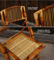 Chaise pliante rétro en bambou et rotin, portable pour le rangement, chaise pour mariage et banquet, ensemble de chaises pour table de salle à manger, maison et cour.