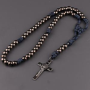 <span class=keywords><strong>10</strong></span> mm 총 검은 금속 구슬 묵주 코드 남자 로사리오 가톨릭 종교 보석 - Product Image 4