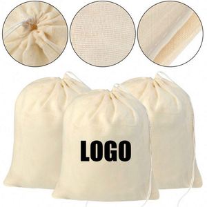 Bolsas de Lino Reciclado con Cordón, Bolsa de Almacenamiento de Tela Ecológica, Bolsa de Muselina, Bolsa de Yute con Cordón y Logotipo Personalizado - Product Image 2