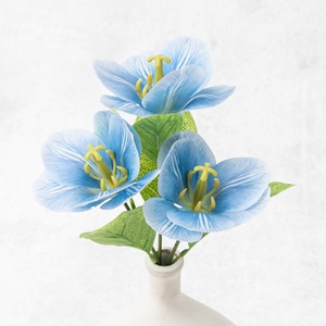 Fleurs artificielles en soie style Ins, tulipes ouvertes à 3 têtes, fausses fleurs, verdure pour décoration d'hôtels et clubs, arrangements floraux - Product Image 4