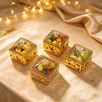 Boîte de rangement pour bonbons de l'Aïd du Ramadan, décoration de table islamique, conteneur à friandises avec couvercle, découpe croissant de lune et étoile, ornement festif pour la maison