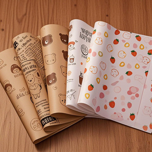 Papier d'emballage kraft imprimé, papier alimentaire, feuille de papier personnalisée pour boulangerie, boissons à emporter - Product Image 1