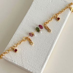 Bracelet à chaîne à maillons personnalisable Dylam Stylish Jewelry Factory, plaqué or 18 carats, argent S925, zircon 5A, tourmaline naturelle - Product Image 5