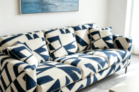 Tissu jacquard géométrique en mélange de laine - Style artistique unique, idéal pour les rideaux, les coussins et la tapisserie