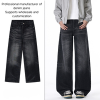 Jeans amples et décontractés pour hommes, style américain, coupe droite, effet amincissant, personnalisés, pour la vente en gros
